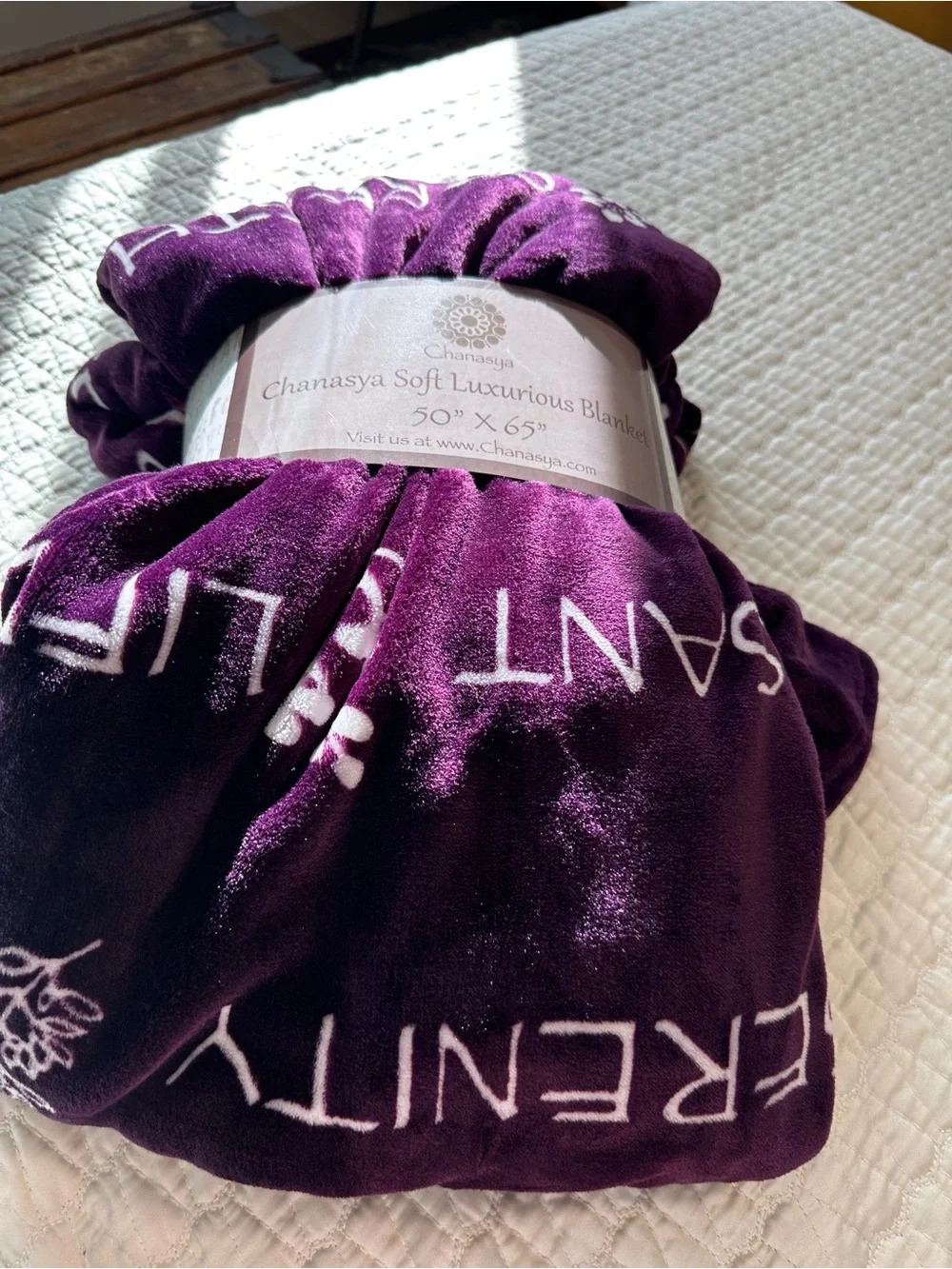 Chanasya Plush Inspirational Purple Throw Blanket - 50X65 NWT